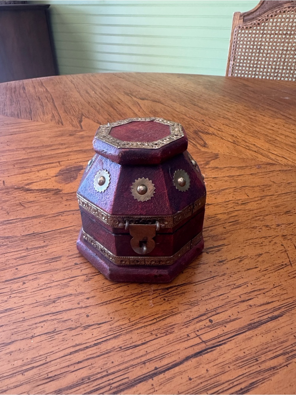Vintage Indian Brass & Wood Octagonal Trinket Box – Jewelry Box